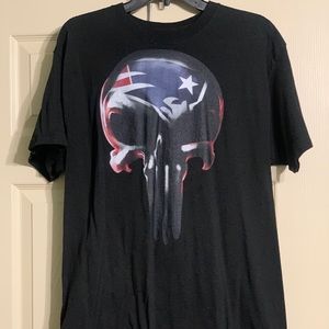 New England Patriots Black Punisher T-Shirt Large